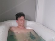 Boy take a bath and play with his dick