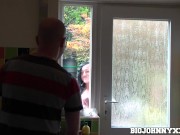 Hot Busty Teen Stepsister Screws Stepbrother Big Cock after Cleaning Windows with her Big Soapy Tits! 1/16