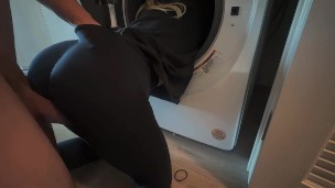 Beautiful stepsister with a perfect body got stuck in a washing machine. Fucked her