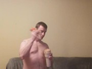 LongJohn0Hara fucking a creampuff fleshlight while watching porn 4/16