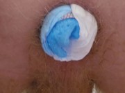 Pushing 2 rolled diapers out 9/16