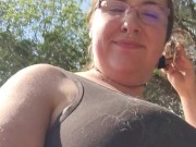 Letting down my long hair while walking.