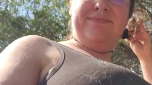 Letting down my long hair while walking.