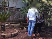 Public garden Sex Girlfriend with boyfriend blowjob and fucking without condom 1/16