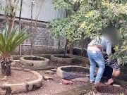 Public garden Sex Girlfriend with boyfriend blowjob and fucking without condom 10/16