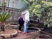 Public garden Sex Girlfriend with boyfriend blowjob and fucking without condom 13/16