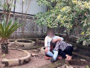 Public garden Sex Girlfriend with boyfriend blowjob and fucking without condom 3/16