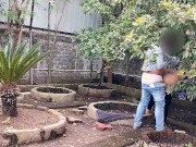 Public garden Sex Girlfriend with boyfriend blowjob and fucking without condom 8/16