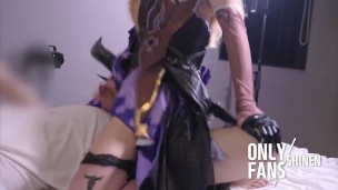 【Genshin Impact】Handjob Edging 💜Fischl Cosplay fuck with my Sex friend, Asian Hentai Shemale4