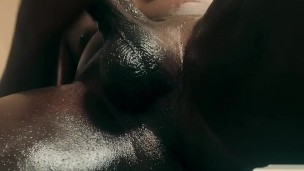 Stroking her real life dildo huge bbc till it cums part 1