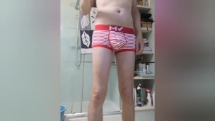 Rafael shows off his sexy underwear, fat cock and guy ass before he cums