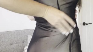 sheer dress with no underwear fake tits ass and nipples