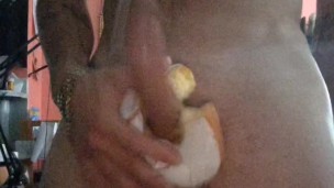 Destroying a donut with my dick