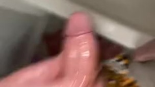 Rubbing my oiled up cock before a hot shower
