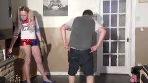 Harley Quinn Head Trample Dance In Blue Heels