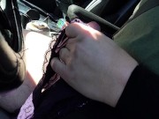 Cumming in friends panties while driving almost caught 15/16