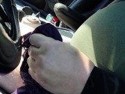 Cumming in friends panties while driving almost caught