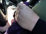 Cumming in friends panties while driving almost caught 7/16
