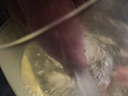 Really naughty piss in the glass