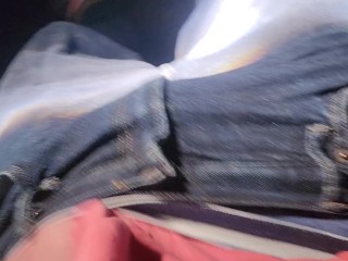 Pissing with the car lights on beautiful river spot