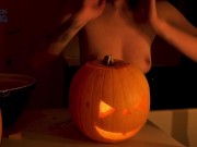 TOPLESS PUMPKIN CARVING - Screenshot 16 of 16 - Brunette