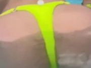 Micro bikini in the cruise pool, showing the mark to the crowd