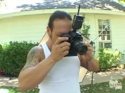 Lucy Thai participates in an explicit outdoor threesome photoshoot that involves engaging in anal se