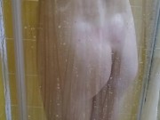 My step sister wanted me to film her taking a shower and masturbating in the hotel room