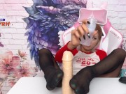 Дрочка ногами в черных нейлоновых чулках - сперма на ступни 1/16