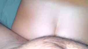 Gentle penetration into a hairy pussy.