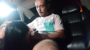 Hot wife sucking her cuckold while the uber with a big dick fucks her ass mercilessly