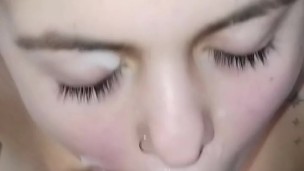 Young man loses his virginity and his face is left with semen