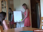 A group of three horny friends playing a Strip Hangman game 14/16