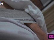 Stepmom get surprise oral creampie while helps to cum for step son in share bed before fuck 2/16