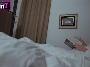 Stepmom get surprise oral creampie while helps to cum for step son in share bed before fuck 3/16