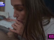 Stepmom get surprise oral creampie while helps to cum for step son in share bed before fuck 9/16