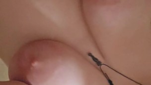 Chubby girl touches herself in bathroom