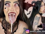 SUCK-CUBUS (Extended Cut) AHEGAO Goth Girl FUCKED! - Succubus Cosplay, Nylon Feet, Blowjob & Facial