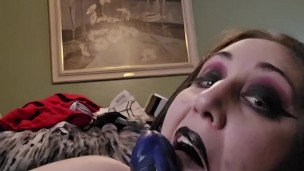 Your goth girlfriend gives you sloppy head