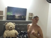 My horny neighbor makes a video with her cell phone for her lover.