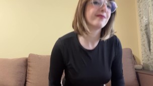 Sexy brunette strokes her beautiful body