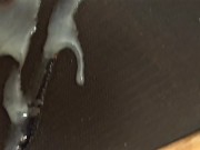 Big Fat BBW SSBBW mature white woman gives blowjob - black cock jerking off & cum on panties - nut