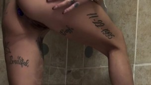 White girl taking big lizard dildo