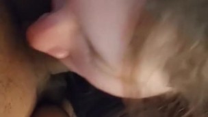 White woman deep throats trans BBC