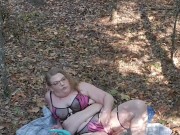 Autumn forest fun bbw gives herself shaking orgasms solo