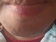 Asian man licking and smacking