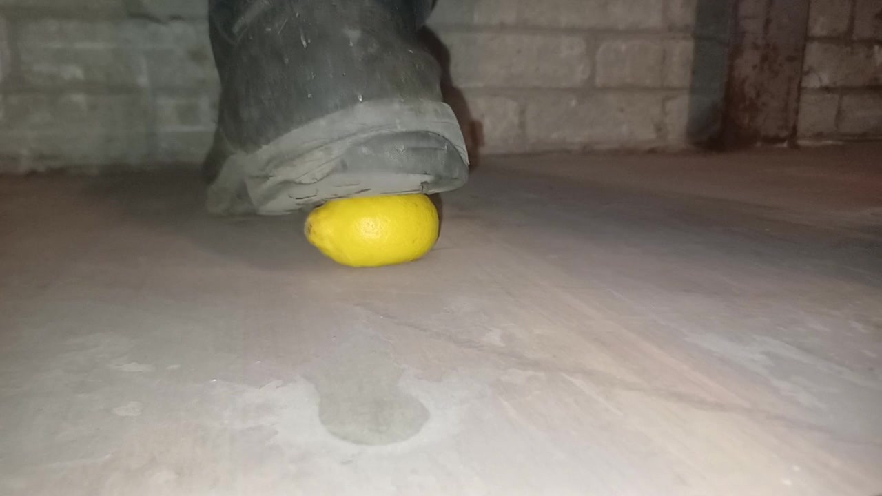 Lemon Crush in Slow Motion Under Dirty Boot 👣👣