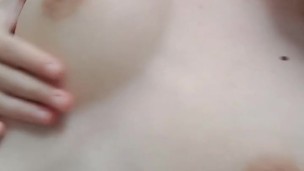 Sexy college girl in lingerie shows her boobs