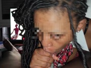 hot ebony school stepsister give me hard blowjob and eat my cum for halloween