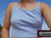 Flash Tits Walking Topless and Showering on Beach 1/16